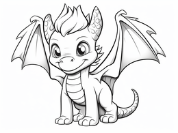 Cute Flying Dragon Coloring For Kids - Coloring Page