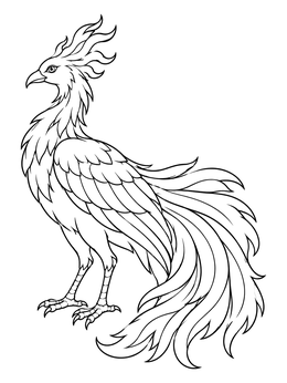 Free printable Majestic Standing Firebird Profile coloring page