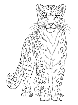 Free printable Majestic Standing Snow Leopard coloring page