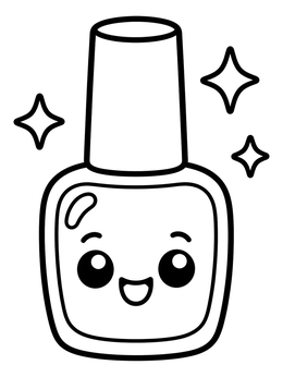 Free printable Cute Cartoon Nail Polish Bottle coloring page