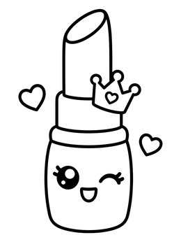 Free printable Cute Kawaii Lipstick With Crown coloring page
