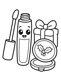 Free printable Cute Lip Gloss And Holiday Compact coloring page