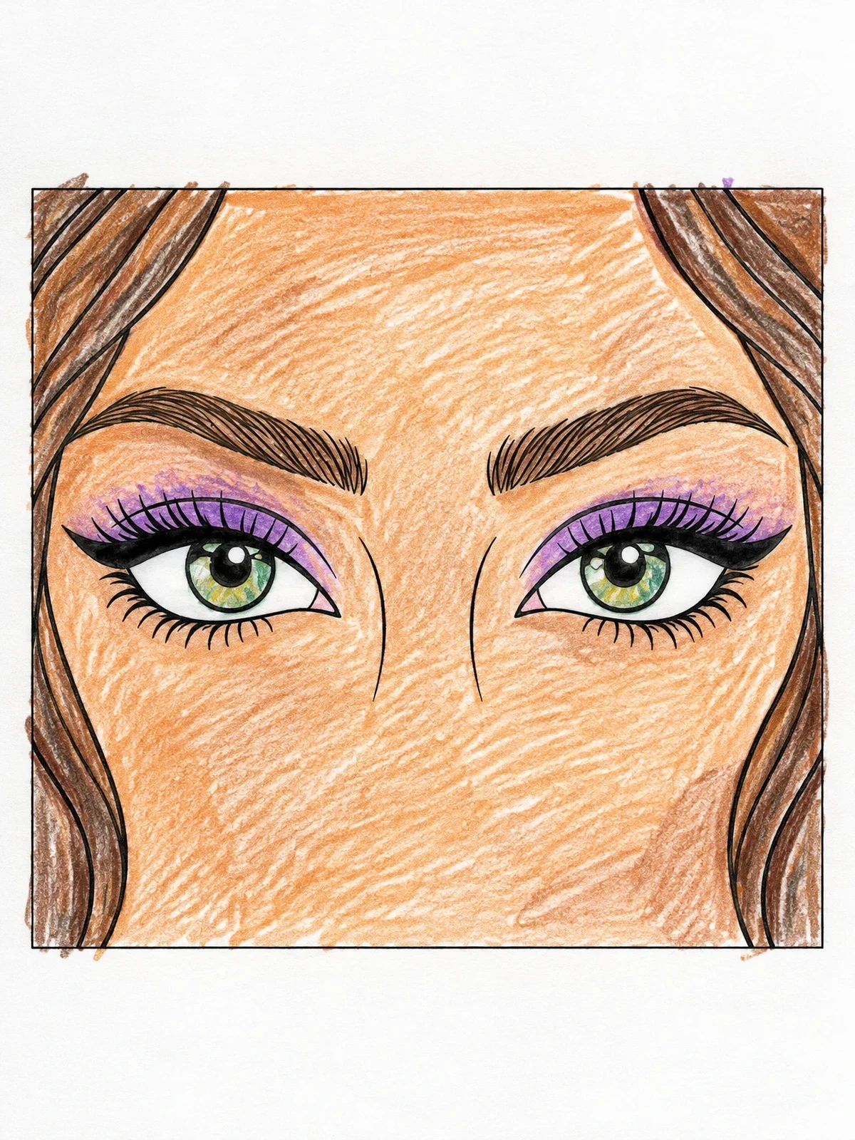 Colored example of the Detailed Winged Eyeliner Eye Portrait coloring page