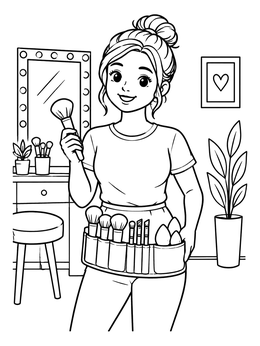 Free printable Makeup Artist With Brush Belt coloring page