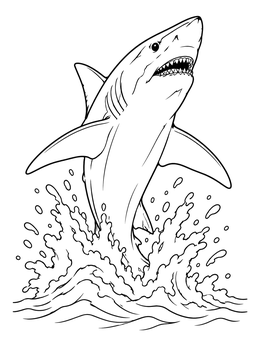 Free printable Leaping Mako Shark Breaching Waves coloring page