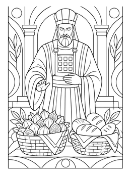 A priest blessing temple offerings in this detailed malachi coloring page.