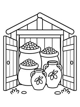 Free printable Full Storehouse With Grain And Oil coloring page