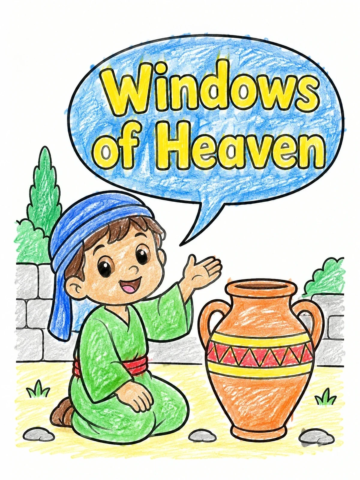 Colored example of the Prophet Malachi And Heaven's Jar coloring page