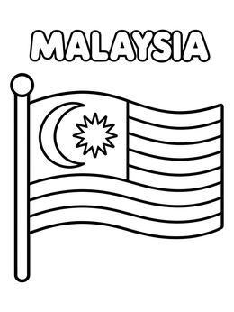 Free printable Flag Of Malaysia With Crescent And Star coloring page