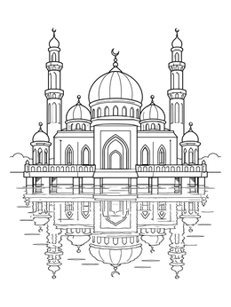 Free printable Floating Mosque On Calm Water coloring page