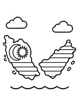 Free printable Malaysia Map With Flag Pattern coloring page