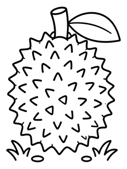 Free printable Spiky Durian Fruit coloring page