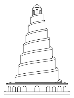 A detailed iraq coloring page featuring the historic spiral minaret of Samarra.
