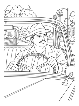 Free printable Man Cruising In Vintage Lowrider coloring page