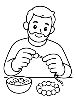 Free printable Man Making A Beaded Bracelet coloring page