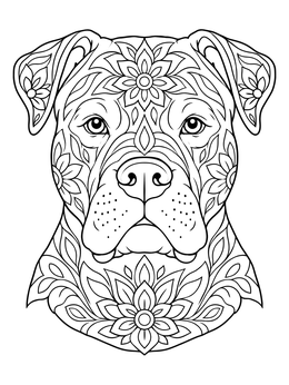 Free printable Mandala American Bulldog Portrait coloring page