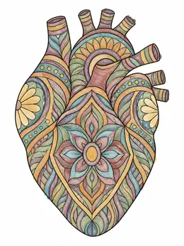 Intricate Mandala Anatomical Human Heart – Heart Anatomy Coloring Page