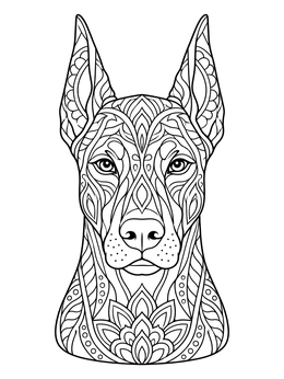Free printable Intricate Mandala Doberman Head coloring page