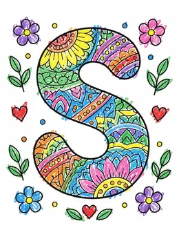 Patterned Pigmentation Mandala Pattern Letter S Coloring Page
