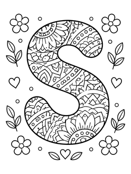 Free printable Mandala Pattern Letter S coloring page