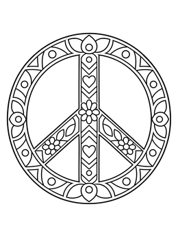 Free printable Mandala Pattern Peace Sign coloring page