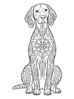 Free printable Mandala Patterned Vizsla Dog coloring page