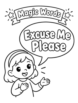 Free printable Polite Girl Saying Excuse Me Please coloring page