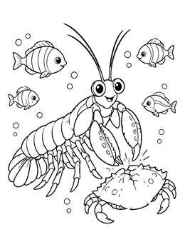 Free printable Cheerful Mantis Shrimp And Crab coloring page