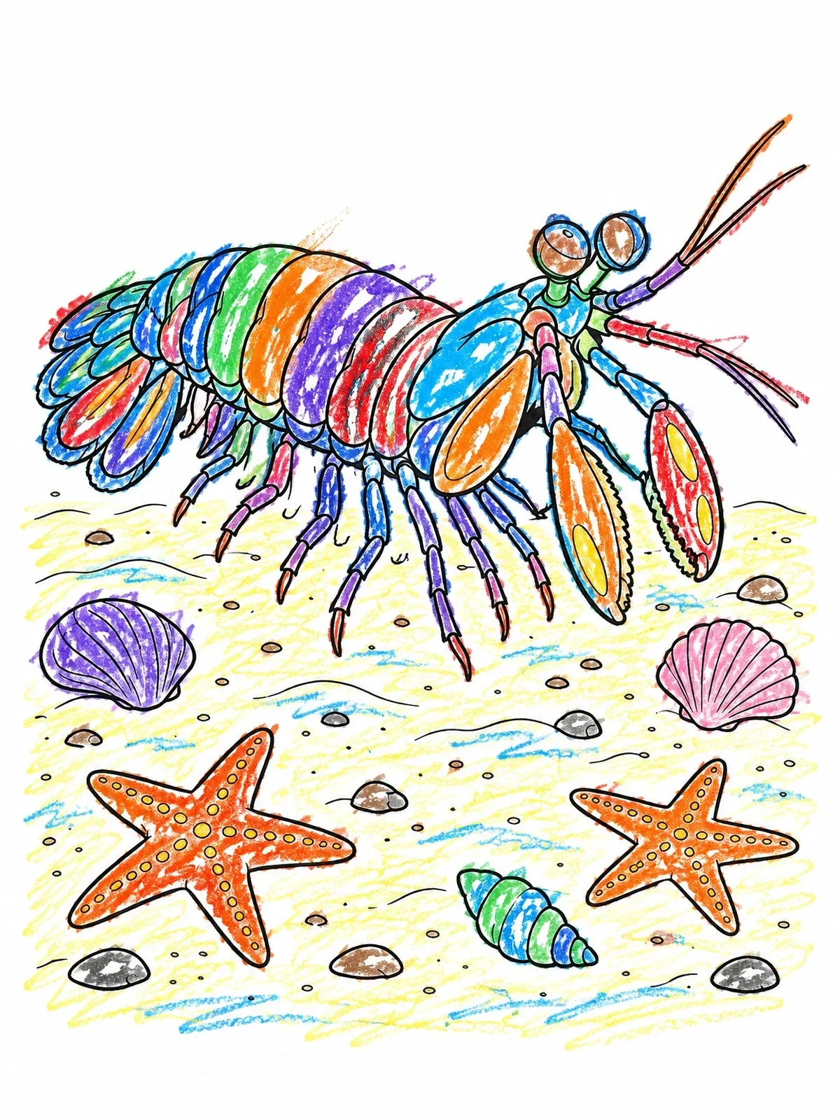 Colored example of the Mantis Shrimp On The Seabed coloring page