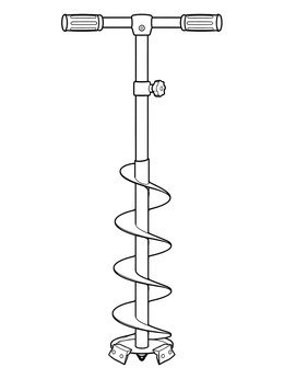 A manual hand drill in this ice fishing coloring page ready for coloring.
