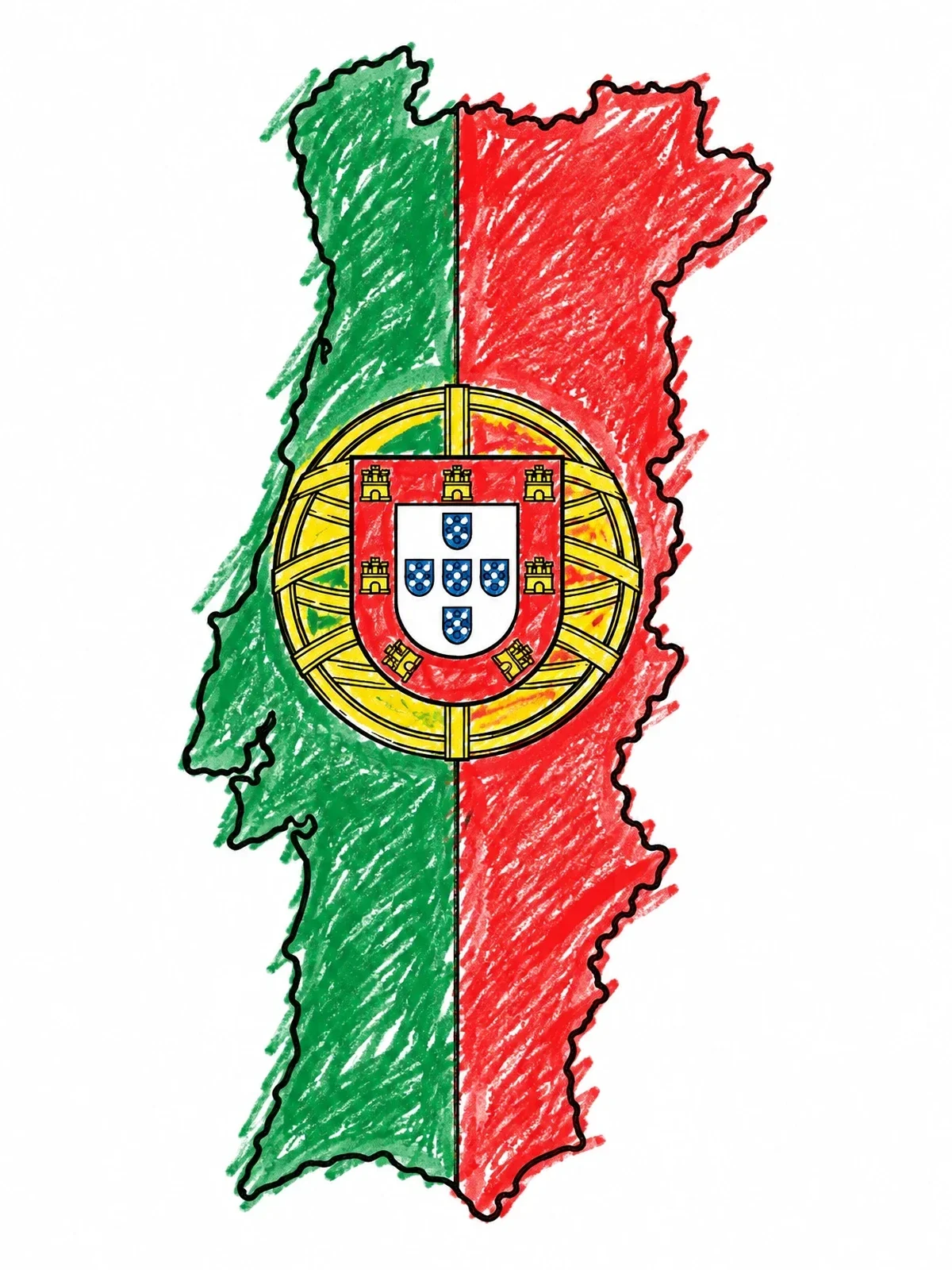 Colored example of the Map Of Portugal With Coat Of Arms coloring page