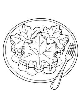 Free printable Maple Leaf Pancakes With Syrup coloring page