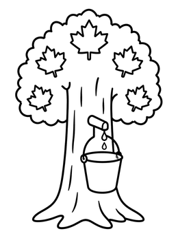 Free printable Maple Tree With Sap Bucket coloring page
