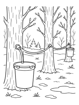 Free printable Maple Trees Tapped For Sap coloring page