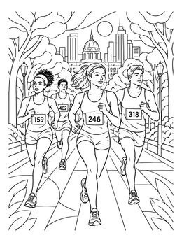 Free printable Marathon Runners In Boston coloring page
