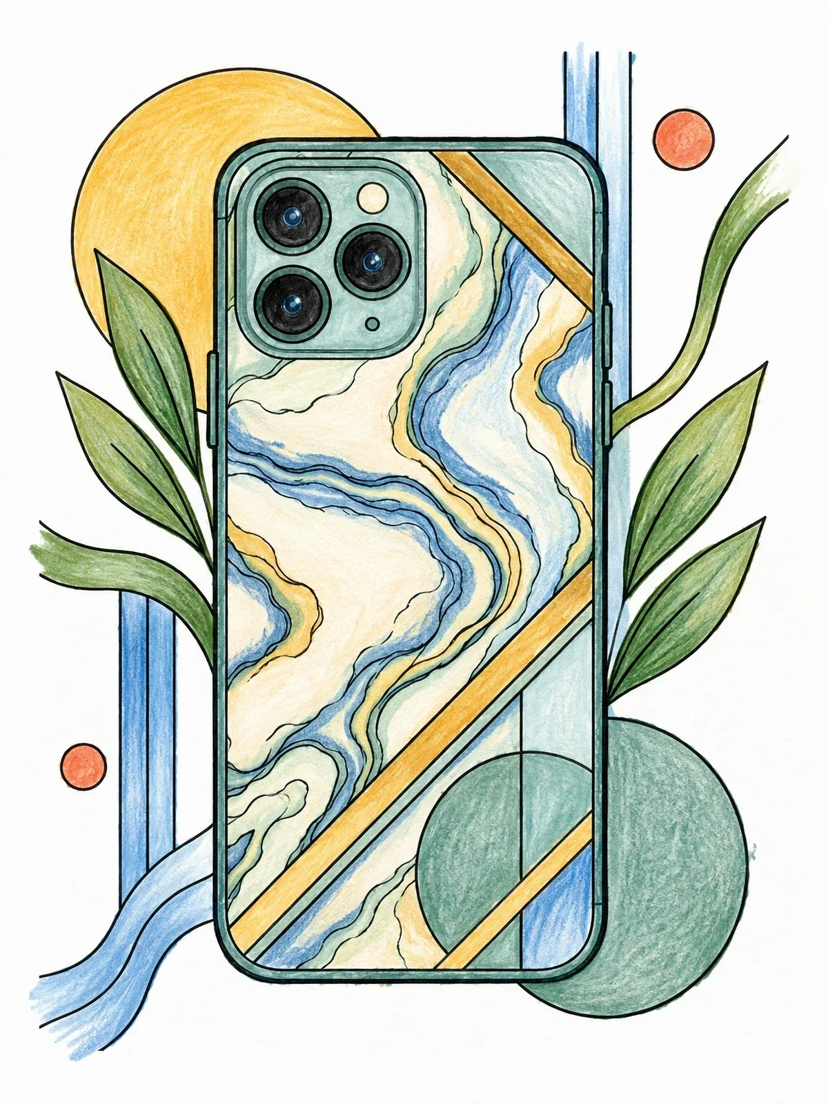 Colored example of the Marble Texture Smartphone Case coloring page