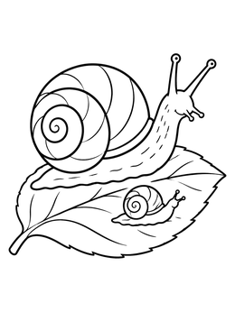 Free printable Garden Snails On A Spring Leaf coloring page