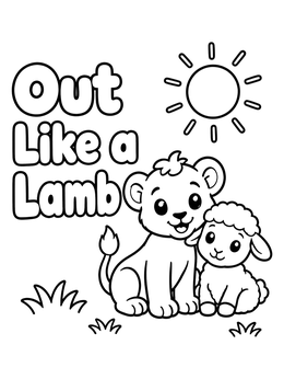 Free printable Out Like A Lamb Lion And Lamb coloring page