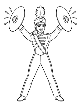 Free printable Marching Band Cymbal Player In Uniform coloring page