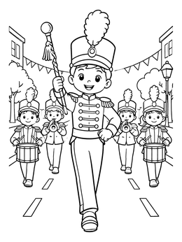 Free printable Drum Major Leading Street Parade coloring page