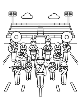 Free printable Marching Band On The Field coloring page