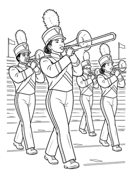 Free printable Marching Band Trombone Section coloring page