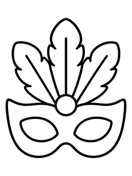 Free printable Carnival Mask With Large Feathers coloring page