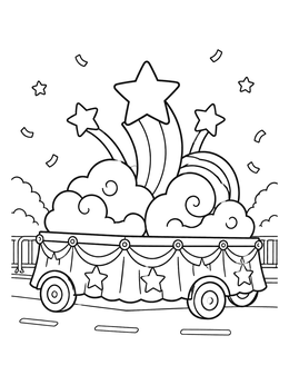 Free printable Stars And Clouds Parade Float coloring page