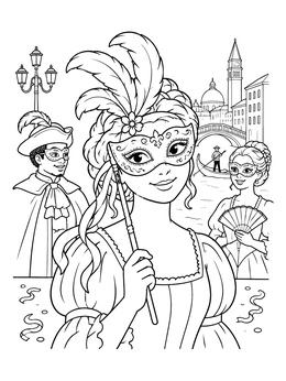 Free printable Venetian Carnival Mask Celebration coloring page
