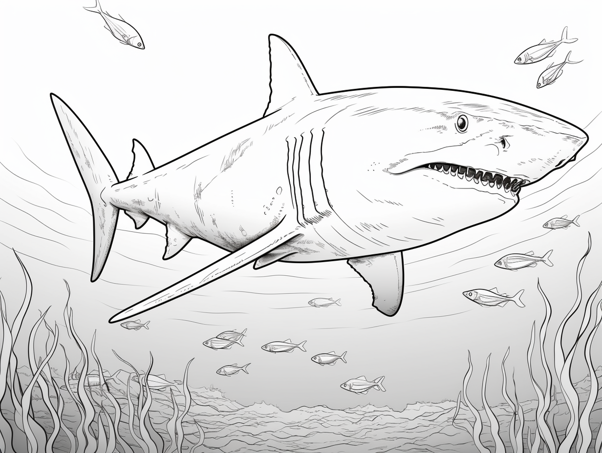 Marine Life Masterpiece: Shark Coloring - Coloring Page