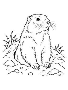 Free printable Marmot Peeking From Burrow coloring page