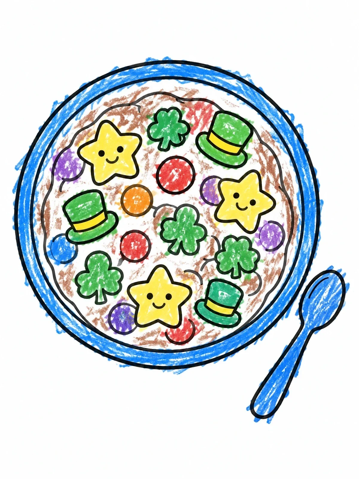 Colored example of the Marshmallow Cereal Bowl With Spoon coloring page