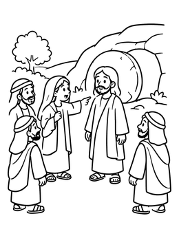 Free printable Martha Speaking With Jesus At The Tomb coloring page