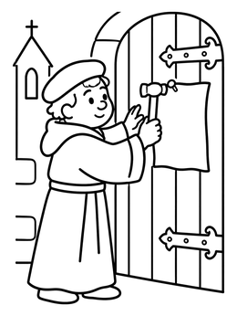 Free printable Martin Luther At The Church Door coloring page